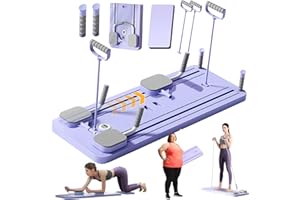 TOCMSNHG Upgraded Pilates Reformer Board, Foldable Pilates Reformer Machine with Resistance Rope and Timer, Multi-Functional Full-Body Workout Trainer for Men, Women, Ab Roller Board for Home, Gym Use