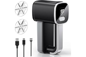 COOVEE Levapelucchi Elettrico, Togli Pelucchi Elettrico con 3 Livelli di Potenza Regolabili, Rimuovi Pelucchi a 6 Lame per Vestiti e Mobili, Display a LED, Cavo di Ricarica Type-C, Spazzola di Pulizia