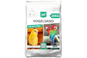 Best For Home Sable d'oiseaux, 25 kg, pour cage, sable de quartz, facile à doser et à répartir uniformément, pour perroquet, substrat idéal pour cages et volières