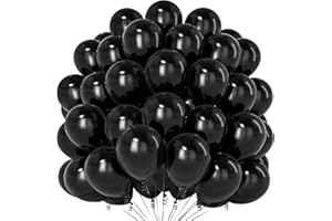 Teselife Palloncini Neri, 100 Pezzi Palloncini Neri Opachi da 12 Pollici, Palloncini Neri per Feste per Ragazzo Uomo Compleanno Anniversario Matrimonio Fidanzamento Laurea Feste Pensionamento Decor