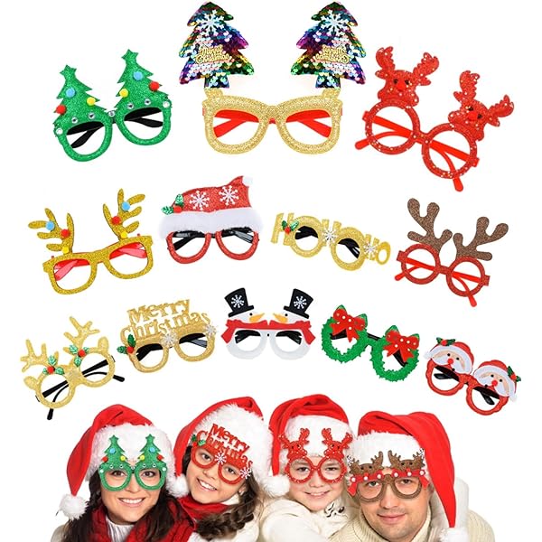 Set De 12 Accessoires De Noël – 6 Lunettes, 3 Bandeaux, 3 Bonnets, Pour Fêtes Et Déguisements