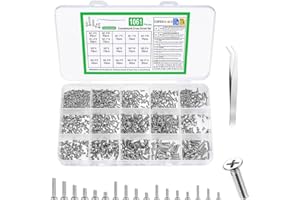 YOUYIDUN 1061 Pz Set di viti per Laptop, Argento Micro Viti per Computer Portatili, Viti a Testa Svasata con Testa a Croce, viti a Testa Piatta per Riparazione SSD M1.4 M1.7 M2 M2.5 + Pinz
