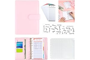RAYKCE Classeur Budget, A6 Enveloppe Budget- Classeur Enveloppe Budget Set, Classeurs à Anneaux Classeur Budgets Planner Carnet Organisateur, Economie Argent 12 Feuilles de Budgets 8 Pochette Budgets (Rose)