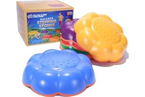 LA BARFUMERIE Stepping Stones for Kids, Toddlers Balance Board, 6 Non-Slip Sensory Step Stones, Garden Toys Promote Balance and Motor Skills for Kids, Obstacle Course, Outdoor Toy Gift for Toddlers Ages 3+