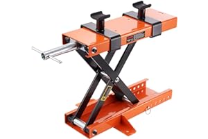 VEVOR Motorcycle Lift, 500 kg Motorcycle Center Scissor Lift Jack with Saddle & Safety Pin, Steel Motorcycle Jack Hoist Stand for Street Bikes, Cruiser Bikes, Touring Motorcycles