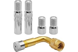 XYQMLY 4 Pcs Valve Cap Stem Extenders, 19mm & 39mm, Brass Car Tire Valve Stem Extensions, with 90 Degree Tyre Valve Extension Adaptor, Screw-on Wheel Tire Cap Extender Adapter for Car Truck Motorcycle Bike
