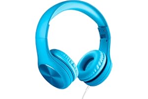 LilGadgets Connect+ Pro Kinderkopfhörer mit Geräuschunterdrückung – für den Komfort von Kindern entwickelt, faltbares Over-Ear mit integriertem Mikrofon, Kopfhörer mit Kabel, für die Schule, Blau