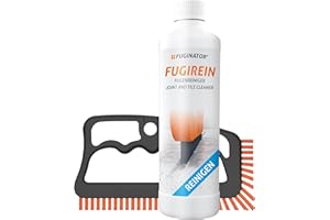 Fuginator Brosse à joints gris/orange avec nettoyant pour joints 250 ml – Kit de nettoyage des joints – Brosse pour le nettoyage des joints dans la salle de bain, la cuisine et la maison