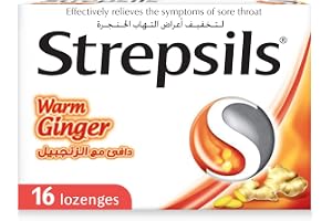 Strepsils Warm Ginger, Fast Effective Relief from the Symptoms of Sore Throats, 16 Lozenges