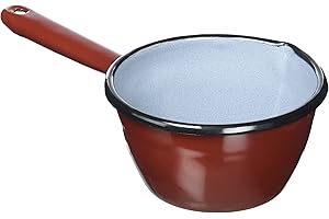 IBILI, Pentolino conico con beccuccio marrone, 12 cm, acciaio smaltato, adatto per piani di cottura a induzione.