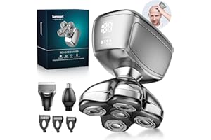 Kensen Golarka głowa łysy mężczyzna, 3 w 1 maszynka do golenia głowy z 5D głowicami magnetycznymi (Pro) maszynka do strzyżenia nosa i wyświetlaczem LED, IPX6 Wodoodporna maszynka do golenia głowy i