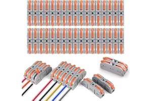 Frogetu 34 Stück Kabelverbinder Lüsterklemme,SPL-1 Lüsterklemmen, Kabelklemmen Elektro mit Betätigungshebel,Frei kombinierbar SPL2-5 Verbindungsklemmen,4mm² Elektroinstallation,Durchgangsverbinder