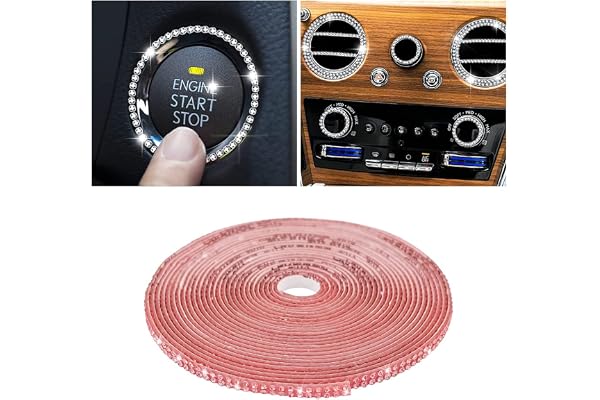 CGEAMDY DIY Décoration pour Voiture Intérieure, Accessoires Décoration Universel Strass, Bandes De Garniture Intérieure, Mesurent Environ 500CM, Conviennent à La Plupart Des Voiture (Rose)