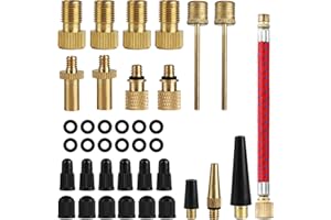 BBTCXJS 38 Pcs Bike Valve Adapter DV/AV/SV Set, Bike Pump Adaptor Set, Bicycle Valve Adapter Bike Pump Valve Adapter Set, Bicycle Pump Adapter for Presta Schrader Valve, with Ball Pump Needle, Caps