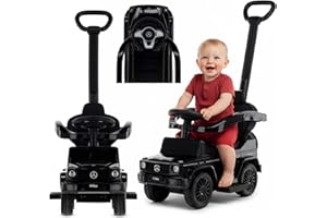 sun baby Coche de Empuje Mercedes Benz G con Licencia, Coche para Niños a Partir de 1 año, Volante con Sonido, Asiento y Ruedas de plástico, Barra de Empuje (Negro)