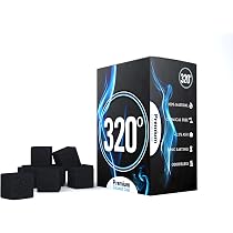 Charbon Coco Premium 320° 1 Kg (96 Cubes 22 Mm) - Shisha & BBQ Sans Étincelles Sans Odeur