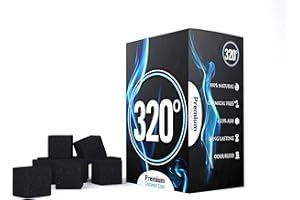 320º 320° – 1KG Carbón Natural de Coco Premium Cachimba y BBQ - Briquetas de Carbón de Coco Shisha y Barbacoas – Cubos de Carbón Barbacoa y Narguile con Largo Tiempo de combustión