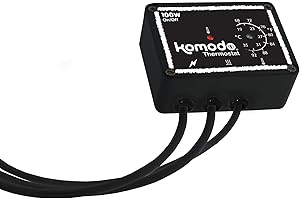 Komodo Thermostat Adjustable Tamper Resistant Dial with Audible & Visual Indicator Reptile Terrarium Vivarium Temperature Control 100W