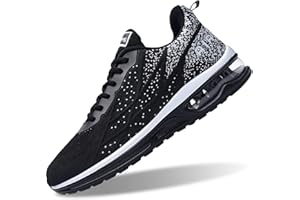 GOOBON Air Shoes for Men Tennis Sports Athletic Workout Gym Running Sneakers - AllBlack - Size 9 UK