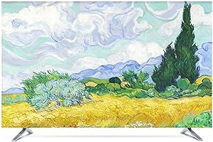NANKAN 22-80 Pouces Housse de Télévision Polyester Antipoussière aux Couleurs Vives Housse de Protection pour TV pour LCD LED, Peinture à l'huile Motif Tv Couverture Anti-poussière In(Color:champ,Size:40in)