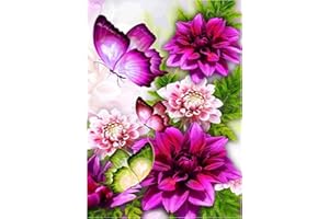 MXJSUA Diamond Painting, Farfalle Diamond Painting Bambini, Fiore Diamond Painting Kit Completo, Pittura Diamante, Diamond Painting, DIY Diamant Painting Craft Arts per Decorazione della Parete 30x40cm