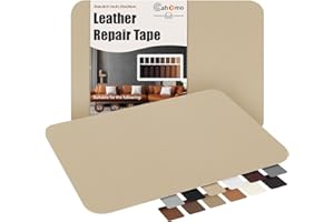 CAHOMO 2 Piezas Parches de Cuero Adhesivos, 20x28 cm Parche de Reparación Autoadhesivo,Cuero Adhesivo Para Tapizar Kit de Reparación de Cuero,Para Tapicería,Sofá,Asiento de Automóvil,Chaqueta Beige
