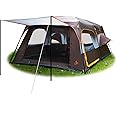 KTT Extra Large Tent 10-12 Person(B),Family Cabin Tents,2 Rooms,Straight Wall,3 Doors and 3 Windows with Mesh,Waterproof,Double Layer,Big Tent for Outdoor,Picnic,Camping,Family Gathering
