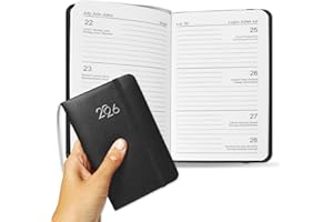 GENERICO Agenda Settimanale 2026 Tascabile Italiano - 14x9cm, Copertina in PU Morbido con Chiusura a Elastico e Segnalibro - Agendina per Scuola, Università, Lavoro - Idea Regalo (Nero)