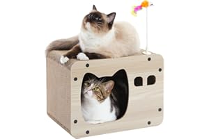 PETEPELA Drapak dla kota tekturowy drapak dla kota tektura falista 2 w 1, podkładka do drapania ze sprężyną, zabawka dla kotów domowych, 40 x 30 x 30 cm