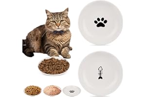 TRUEIN Ceramiczna miska dla kota, 3-częściowa miska dla kota, płaskie miski dla kota, karma dla kota, łagodzi zmęczenie Whiskers, talerz dla kota dla psa, do suchej lub mokrej karmy i wody