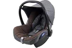 BAMBINIWELT Bezug Ersatzbezug kompatibel mit Maxi-Cosi CabrioFix für Babyschale 6-TLG Komplett-Set hochwertiges Polyestergemisch (meliert grau-Dunkelbraun)