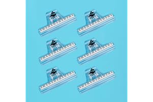 HILERPUNK 6 Pieces Plastic Music Book Clip Sheet Music Sheet Clip Sheet Music Page Holder for Piano, Guitar, Violin, Playing Instruments and Reading Books, Piano Key Pattern