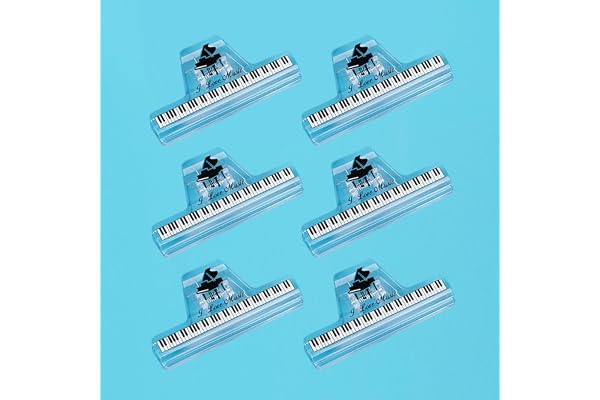Pince en plastique pour livre de musique,6 pièces partition de musique, support de page de musique, pour piano, guitare, violon, instruments de jeu et livres de lecture, motif clé de piano