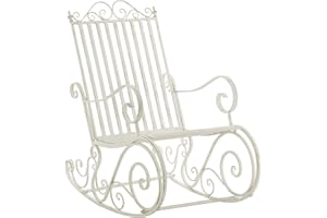 CLP Sedia a dondolo Smilla in stile rustico I Sedia a dondolo da giardino in ferro, Colore:antico bianco