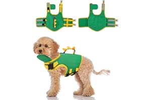 JODSEN Dog Life Jackets, Dog Life Preserver for Medium Dogs Life Vest for Swimming Ripstop Dog Float Safety Vest Adjustable Dog Swimming Jacket Pet Lifesaver with Rescue Handle Dog Aid Lifejacket(M,5-10kg)