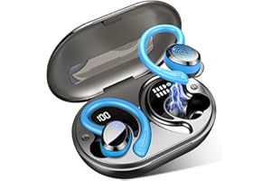 RULEFISS Ecouteurs Sport Wireless Earbuds Bluetooth 5.3, Dascert 48H Oreillette Bluetooth iOS/Android, Pilote Stéréo 14.2mm, IP7 Etanche, USB-C Charge Rapide, Contrôle Tactile, Casque Running/Footing/Muzili