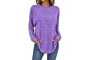 Kmdwqf Women's Round Neck Long Sleeved Stripe Loose Casual T Shirt Long Sleeve Lightweight Tops Women Women's Sweatshirts Plus Size Christmas Retirement Gifts for Women Promotion Sale Clearance