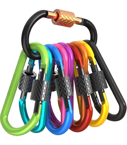 Lot De 5 Mousquetons à Vis En Aluminium - 75x40x6 Mm, 13 G - Pour Hamac, Randonnée, Camping, Porte-Clés - 8