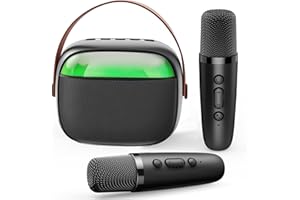 LTDOOIT Portable Karaoke Machine 2 Microphones for Kids Adults, Rgb Color Light Wireless Karaoke Speaker Kits Voice Changer, Small Bluetooth Speaker with Mic Outdoor Singing Support Aux USB Rechargeable