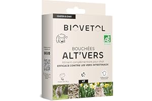 Biovetol - Bouchées Alt'vers - Efficace Contre Les vers - Certifié Agriculture Biologique - Chat