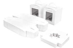 BELLE VOUS Belle You Białe pudełko papierowe Kraft z oknem i uchwytem (zestaw 50 sztuk) - Pudełko na ciasto 9,39 x 9,39 x 10,66 cm - Pudełko na ciasteczka, babeczki, ciasto i ciasto - Opakowanie na wynos