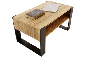 ‎CRAFTPAK CraftPAK Wohnzimmer Tisch für Couch aus hochwertigem Holzwerkstoff, moderner Couchtisch mit zusätzlicher Ablagefläche, Sofatisch für Wohnzimmer, Farbe Schwarz