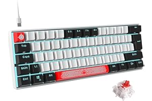 MAGIC-REFINER UK Layout Wired 60% Mechanical Keyboard RGB LED Chroma Backlit with Extra Keycap Multi-color Custom Compact Gaming Keyboard Detachable Type-C USB Cable for Win/PC/Computer/Mac, QWERTY（Red Switch)