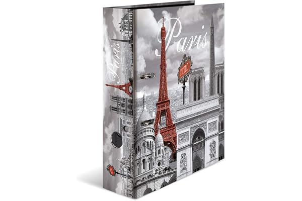 HERMA Motif classeur à levier A4 Villes Paris, dos de 7 cm, en carton robuste, imprimé entièrement à l'extérieur et à l'intérieur