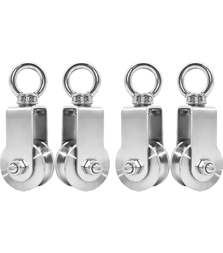 GothicBride Lot De 2 Poulies 34mm Avec Roulement à Billes - Charge 250 Kg Inox