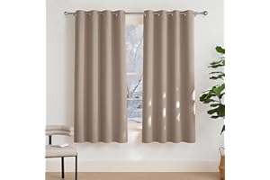 PONY DANCE Tende Oscuranti Camera da Letto per Interni Tenda Termica Isolante Freddo e Caldo per Salotto Moderne con Anelli Curtains per Finestre 2 Pezzi L 132 x A 180 cm, Taupe Chiaro