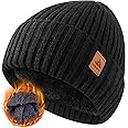 FORVEVO Beanie Hats for Men, Winter Hats with Thick Warm Fleece Lining, Thermal Knit Beanie Hat for Men