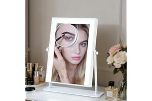 ‎ERWEY ERWEY Schminkspiegel mit Beleuchtung Touch Dimmbar 3 Farbtemperatur Modi, 10X Vergrößerung Kosmetikspiegel Hollywood Spiegel 360° Drehung, Make up Spiegel für Reisen