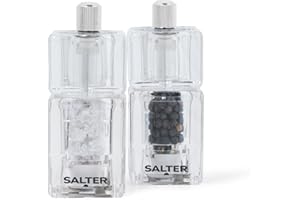 Salter 7605 CLXRUP Mini Molinillos De Sal Y Pimiento - Cerámico Dura, Para Moler De Fino A Grueso, Molinillos De Diseño Adorables, Ideal Para Camping Y Vacaciones Rurales Con La Familia, Juego De 2