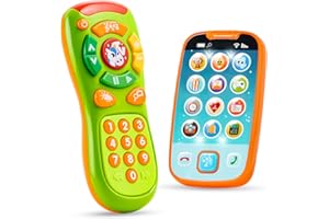 JOYIN Baby Toy Phone, Remote Control and Smartphone with Music, Fun Learning Musical Toy for Babies, Children, Boys or Girls, Holiday Birthday Gifts, 12394, Green